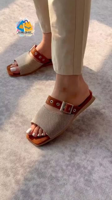 صندل زنانه مدل اسلیپر عسلی وارداتی