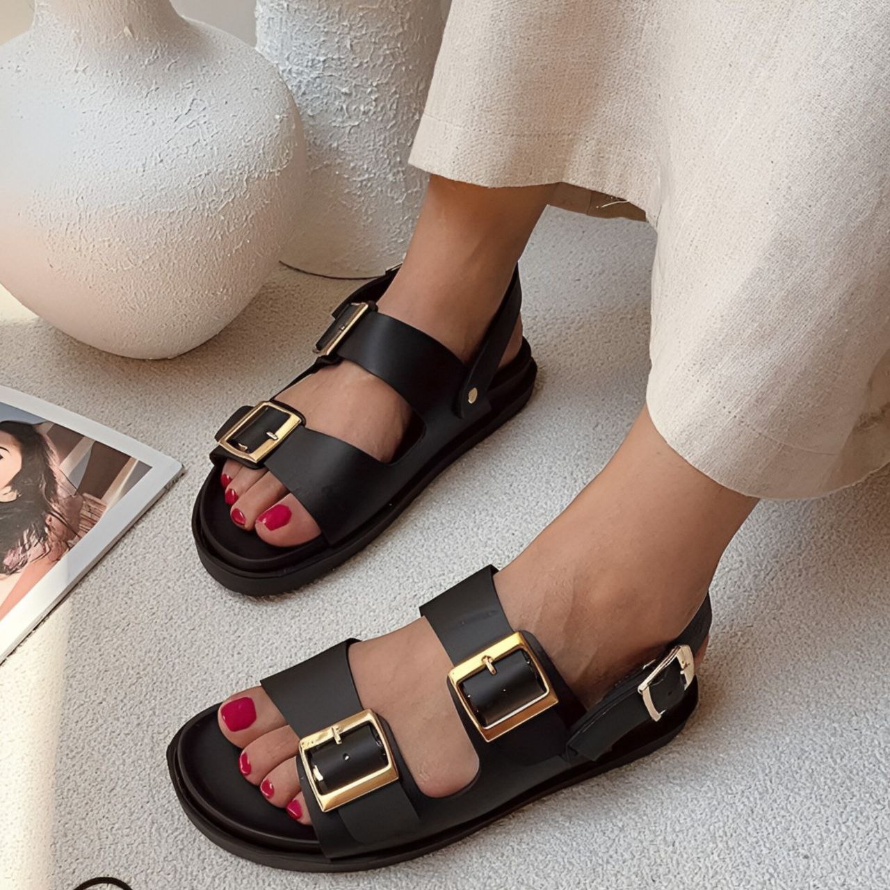 صندل زنانه مدل زارا کمربندی قالب یک سایز کوچک _کد ۶۸