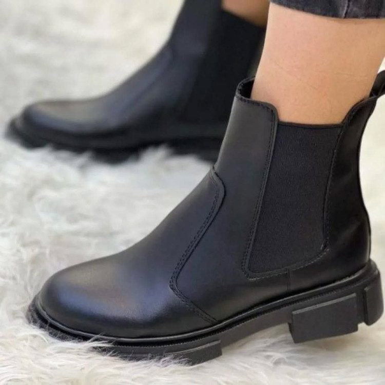 نیمبوت زنانه مشکی مدل بغل کش لژدار _ کد 80