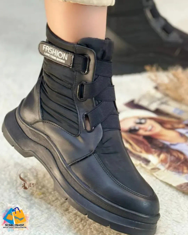نیمبوت زنانه کاپشنی ضد آب مشکی ، کرم ۳۷ تا ۴۰ _کد 145